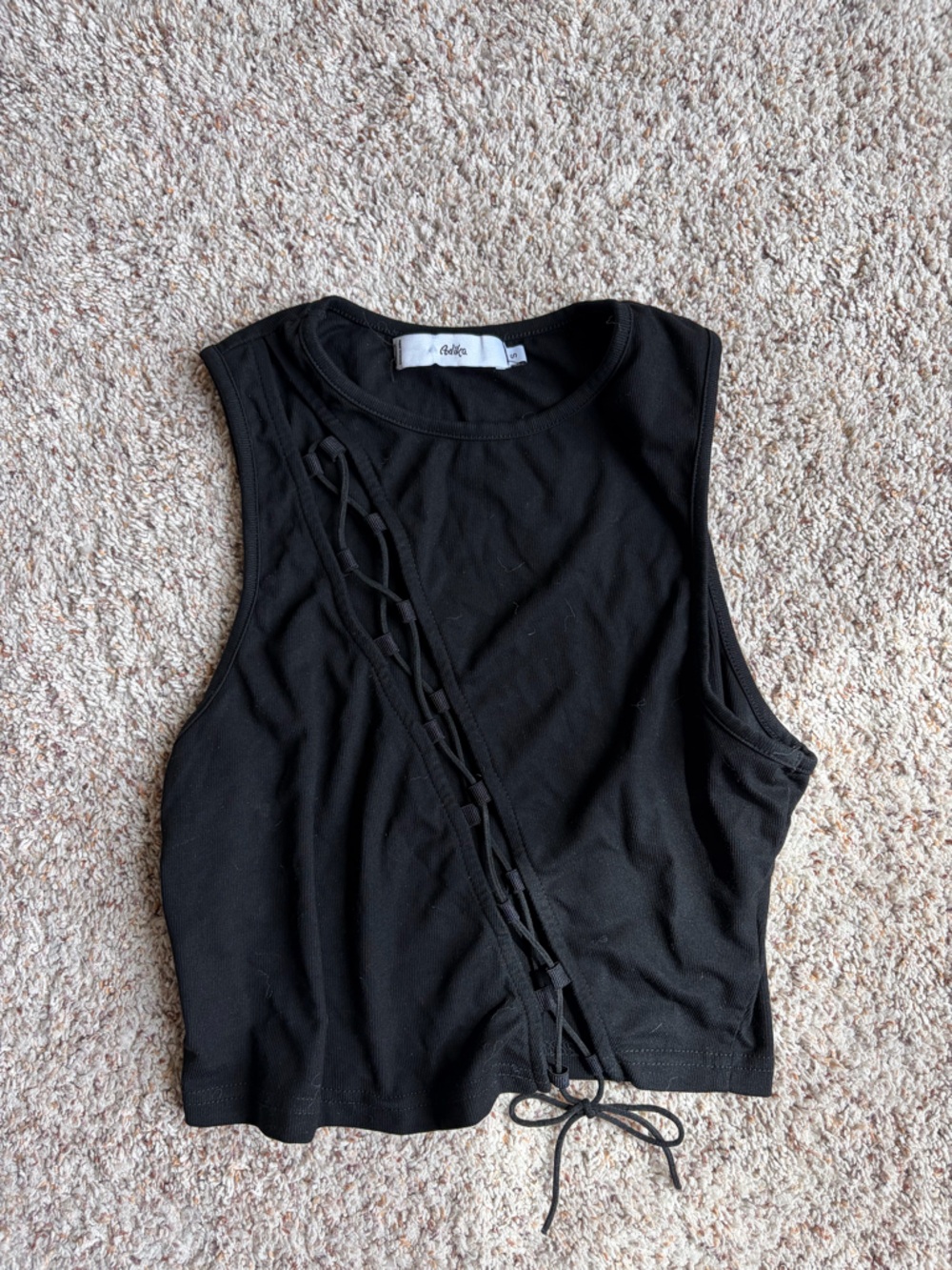 Black Lace-Up Tank